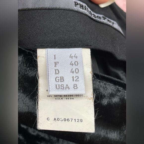 Philosophy Di Alberta Ferretti Black Velvet Trouser Pants Size 8 - Picture 7 of 16